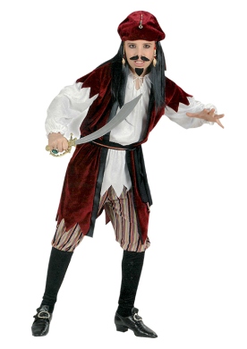 Strój Pirat czerwone spodnie w paski,